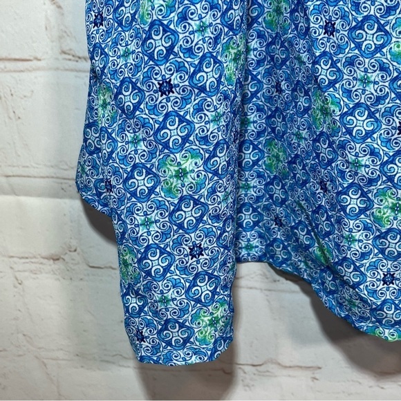 Cynthia Rowley Tank Top Shirt Blouse Womens XL Blue Geometric Polyester Career - Picture 8 of 9